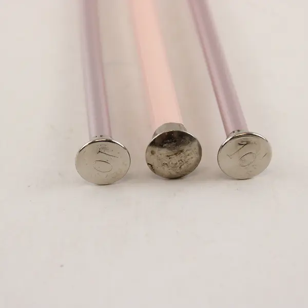 Lot of 3 Pink Aluminum Knitting Needles, 2 are size 10 and the other is size 13