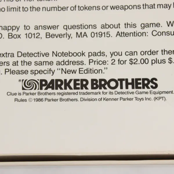 Vintage Parker Brothers CLUE Board Game 1986 - Complete
