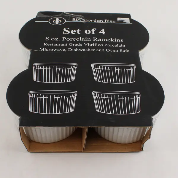 BIA Cordon Bleu 8 oz Porcelain Ramekins Set of 4 Microwave Dishwasher Safe