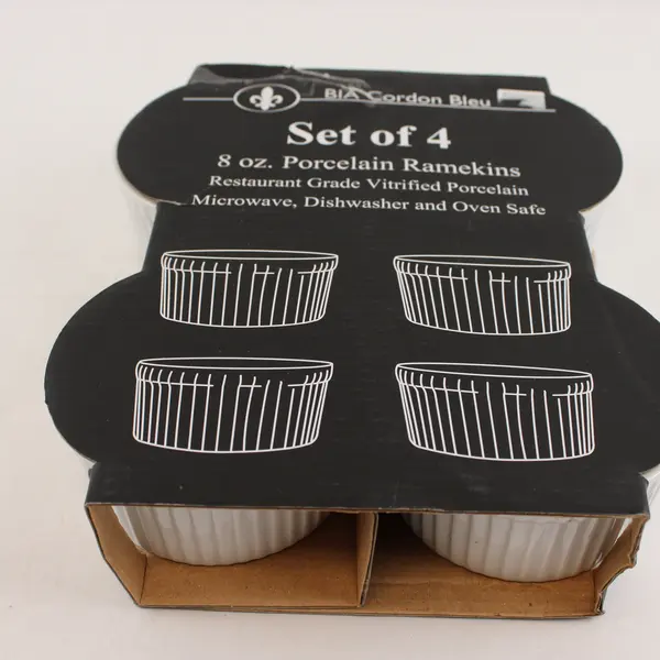 BIA Cordon Bleu 8 oz Porcelain Ramekins Set of 4 Microwave Dishwasher Safe