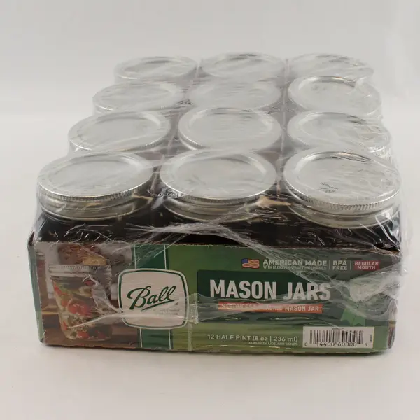 NEW Set of 12 Mason Jars 8oz Regular Mouth Half Pint Canning Jars w/Lids