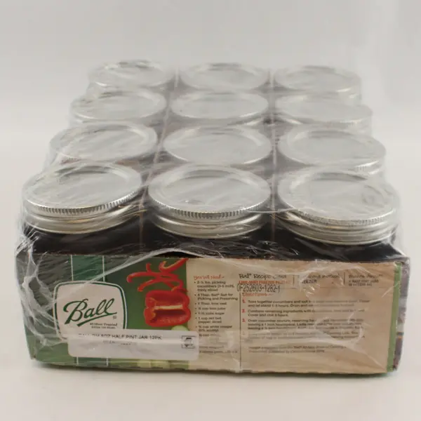 NEW Set of 12 Mason Jars 8oz Regular Mouth Half Pint Canning Jars w/Lids