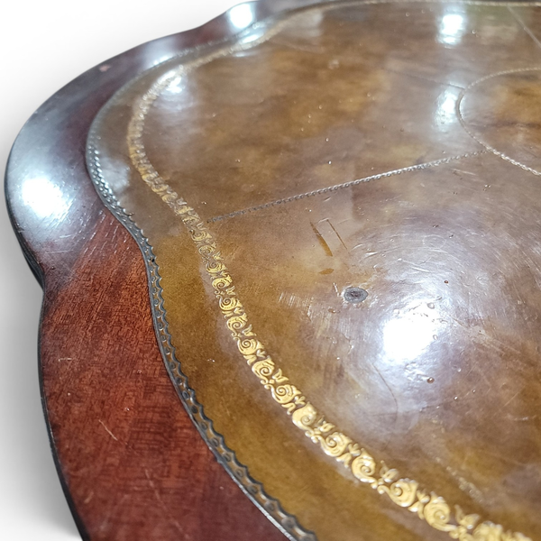 Antique Mahogany Regency Table Clover Top Leather Insert - Freight/Local Pickup