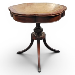 Antique Mahogany Regency-Style Table Clover Leather Top -Freight/Local Pickup