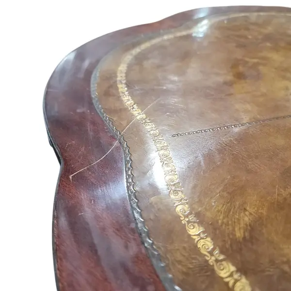Antique Mahogany Regency-Style Table Clover Leather Top -Freight/Local Pickup
