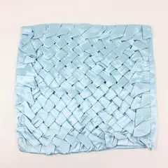 Handmade Powder Blue Basketweave Satin Throw Pillow Cover Square 15x15