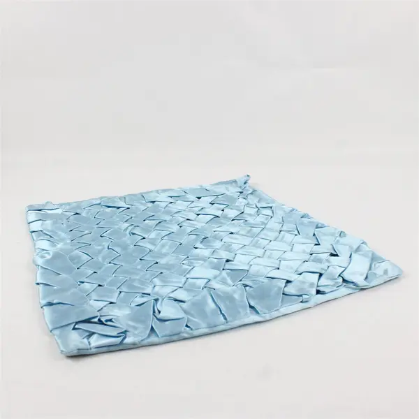 Handmade Powder Blue Basketweave Satin Throw Pillow Cover Square 15x15
