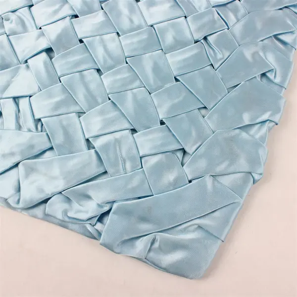 Handmade Powder Blue Basketweave Satin Throw Pillow Cover Square 15x15