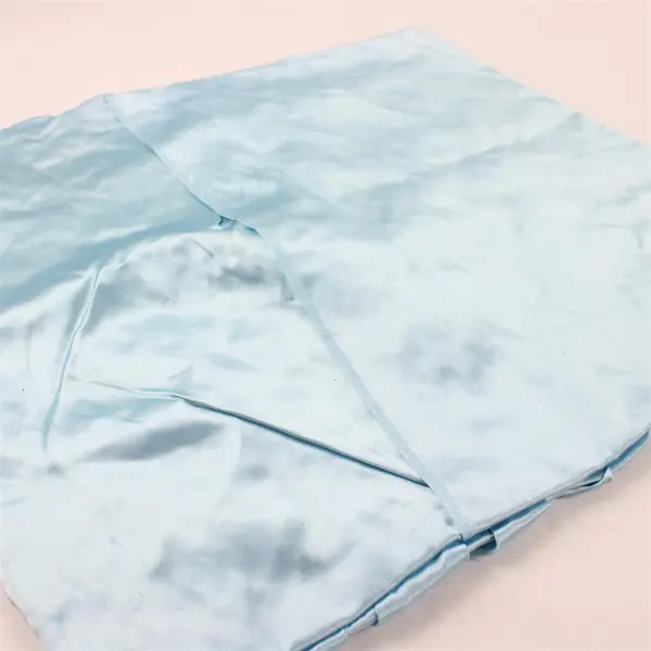 Handmade Powder Blue Basketweave Satin Throw Pillow Cover Square 15x15