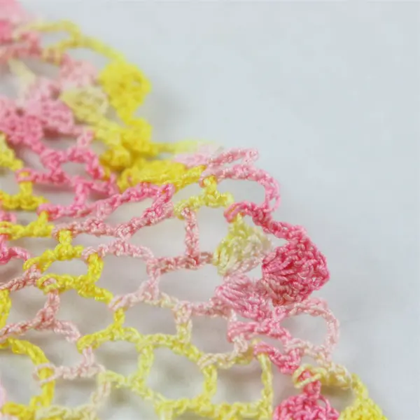 Vintage Handmade Crocheted Pink and Yellow Doily 6"
