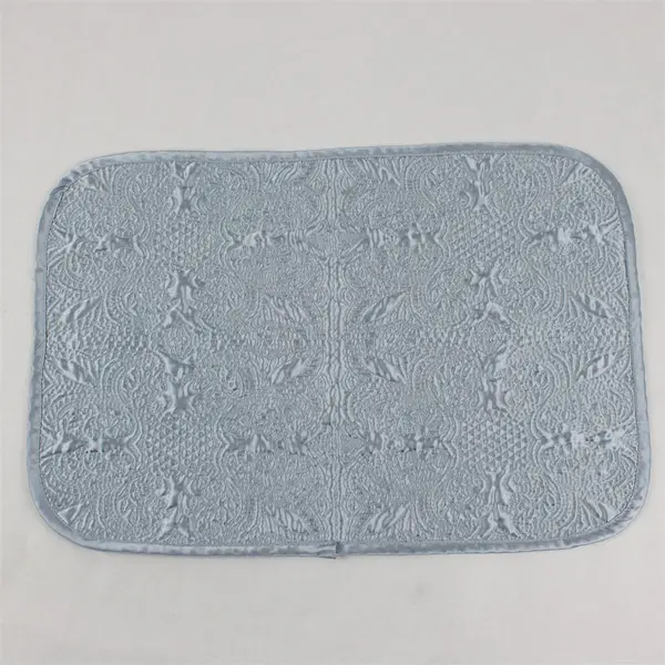 5 Pc Set Calzeat of Scotland Powder Blue Quilted Satin Placemats & Table Runner