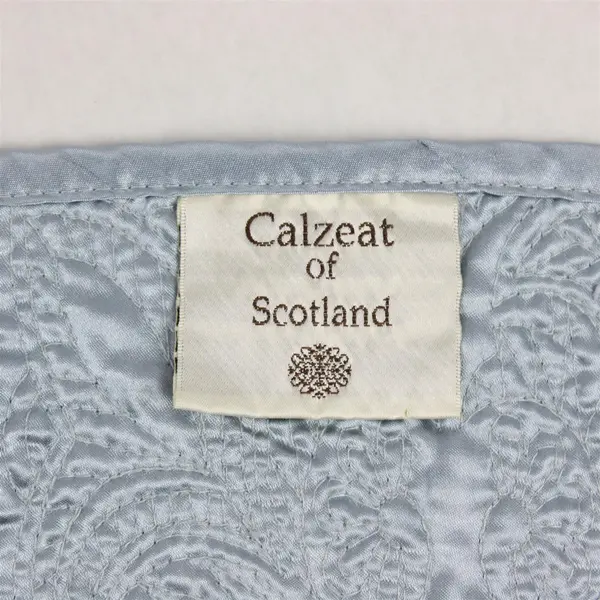 5 Pc Set Calzeat of Scotland Powder Blue Quilted Satin Placemats & Table Runner