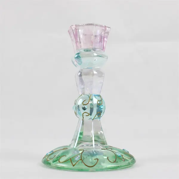 Set of 2 PartyLite Mardi Gras Bedazzled Taper Candle Holders 5"