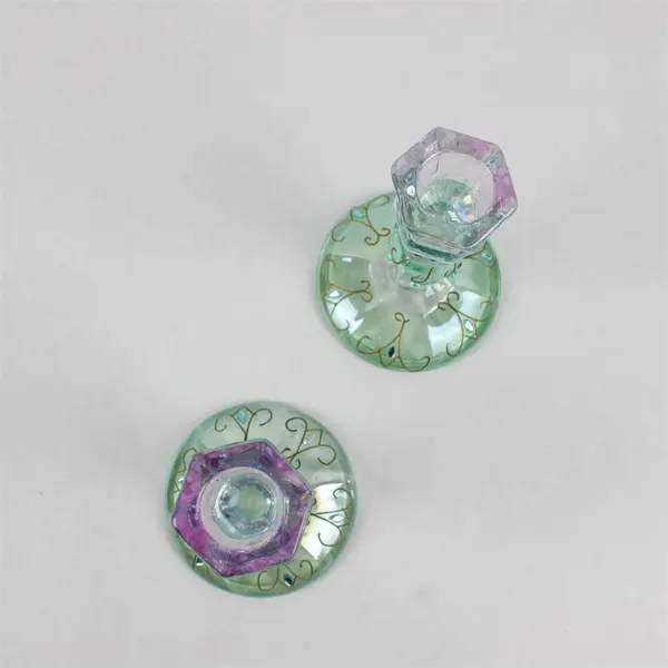 Set of 2 PartyLite Mardi Gras Bedazzled Taper Candle Holders 5"