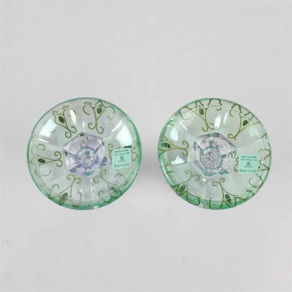 Set of 2 PartyLite Mardi Gras Bedazzled Taper Candle Holders 5"