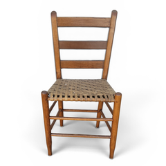 Antique Chair Farmhouse Shaker Ladder Back Woven Splint Seat - Local Pickup Only