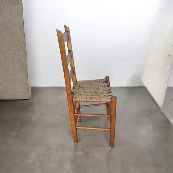 Antique Chair Farmhouse Shaker Ladder Back Woven Splint Seat - Local Pickup Only