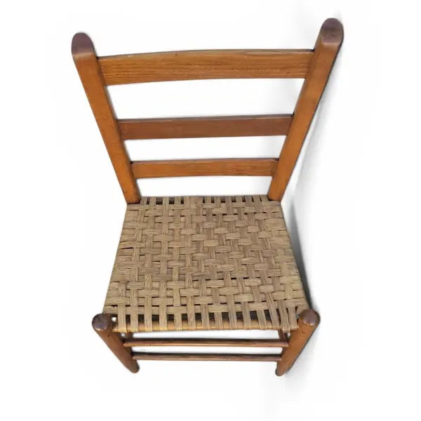 Antique Chair Farmhouse Shaker Ladder Back Woven Splint Seat - Local Pickup Only