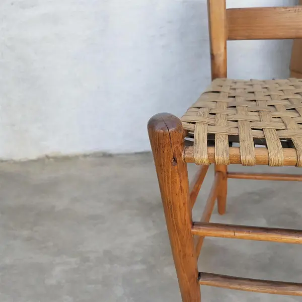 Antique Chair Farmhouse Shaker Ladder Back Woven Splint Seat - Local Pickup Only