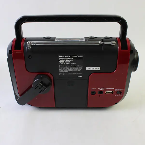 WeatherX WR383R AM/FM Weather Band Radio Flashlight Lantern Hand Crank USB