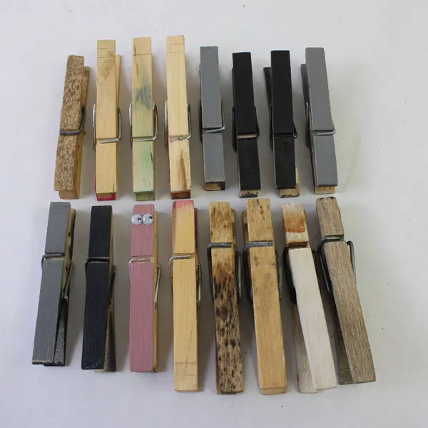 Lot of 16 Wooden Clothespins for Crafts DIY Painted Used