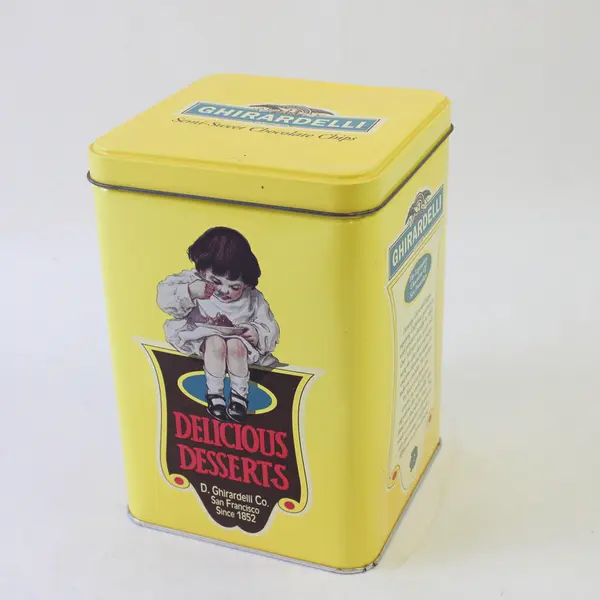 Ghirardelli Semi-Sweet Chocolate Chips Vintage 1996 Metal Tin Collectible