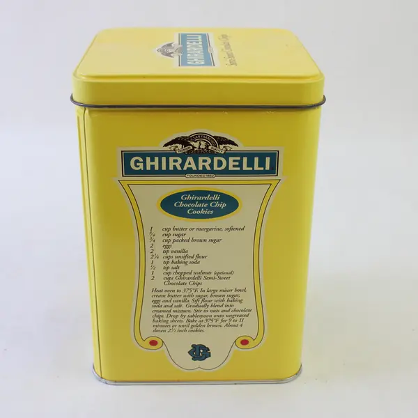 Ghirardelli Semi-Sweet Chocolate Chips Vintage 1996 Metal Tin Collectible
