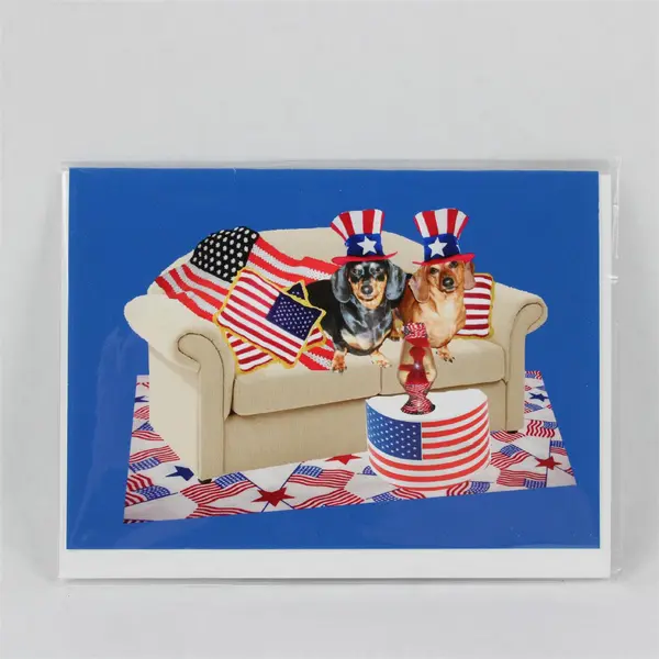 Imagekind USA Flag Dogs Patriotic Dachshund Notecard Unused