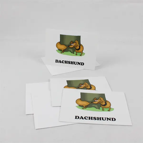 Set of 3 Cafepress Cartoon Dachshund Blank Notecards Unused