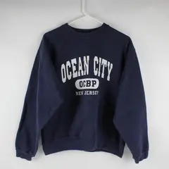 Cotton Deluxe Ocean City New Jersey Navy Sweatshirt Men's Medium