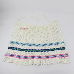 Vintage Handmade Crocheted Off-white Women's Half Apron FLAWED