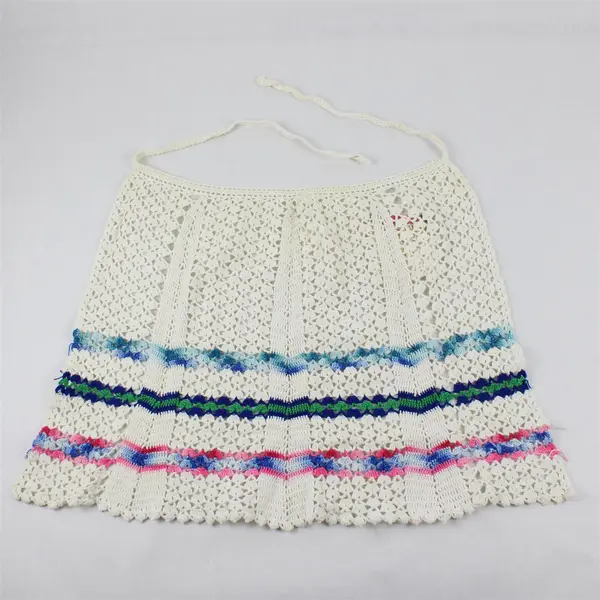 Vintage Handmade Crocheted Off-white Women's Half Apron FLAWED
