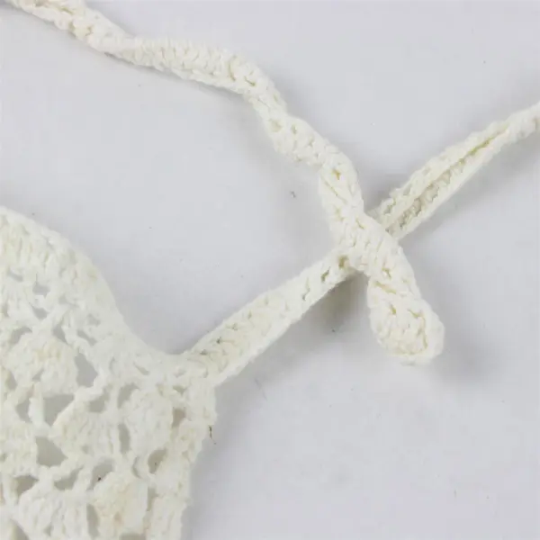 Vintage Handmade Crocheted Off-white Women's Half Apron FLAWED