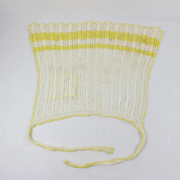 Vintage Handmade Crocheted Yellow and Off-White Women's Half Apron FLAWED