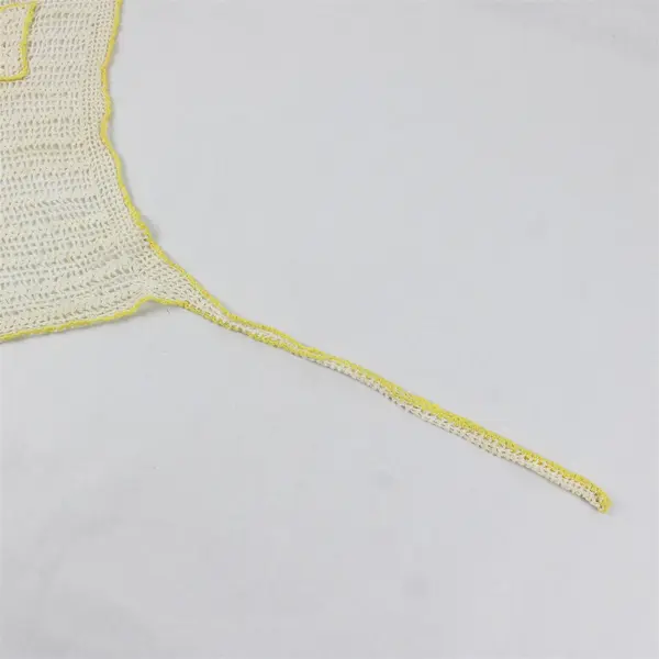Vintage Handmade Crocheted Yellow and Off-White Women's Half Apron FLAWED