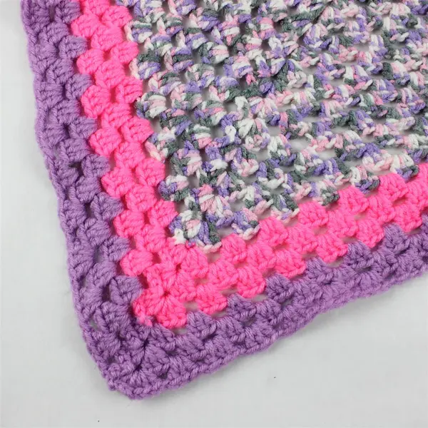 Handmade Pink and Purple Crocheted Throw Blanket Afghan 54" x 56"
