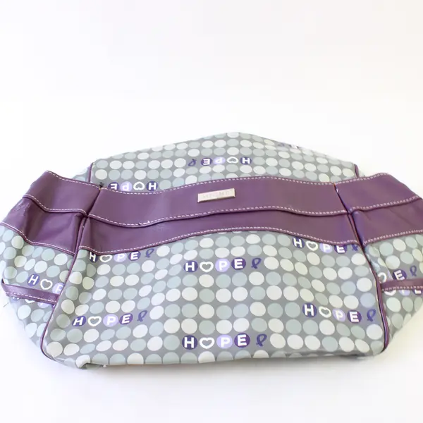 Miche Purple Gray Faux Leather Hope Print Bag Magnetic Closure
