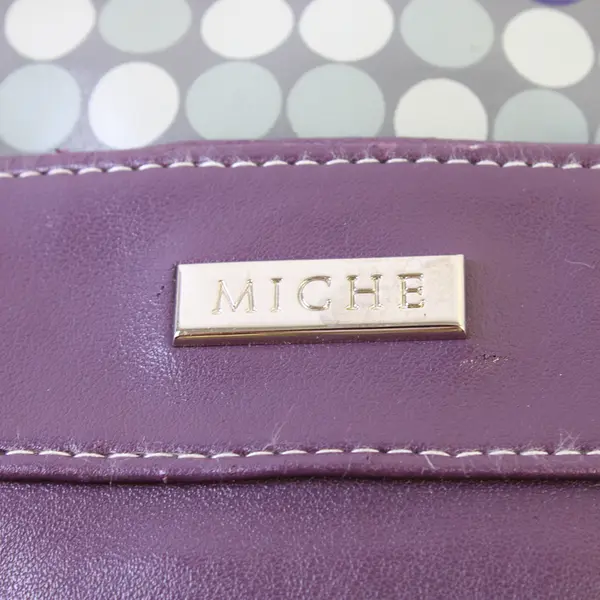 Miche Purple Gray Faux Leather Hope Print Bag Magnetic Closure