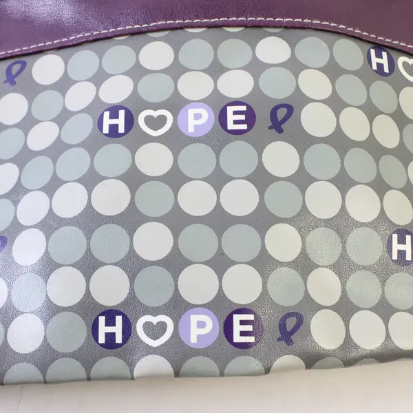 Miche Purple Gray Faux Leather Hope Print Bag Magnetic Closure