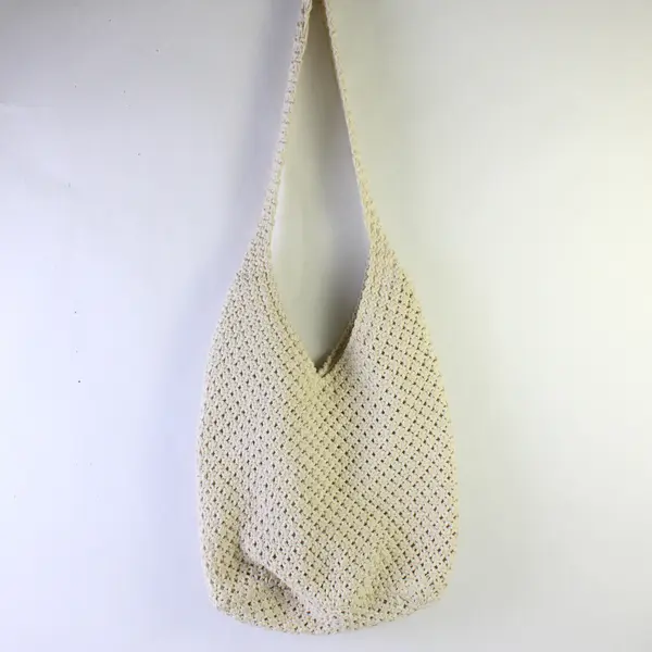 Women's Cream Crochet Shoulder Bag Lightweight Unbranded