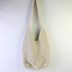 Women's Cream Crochet Shoulder Bag Lightweight Unbranded