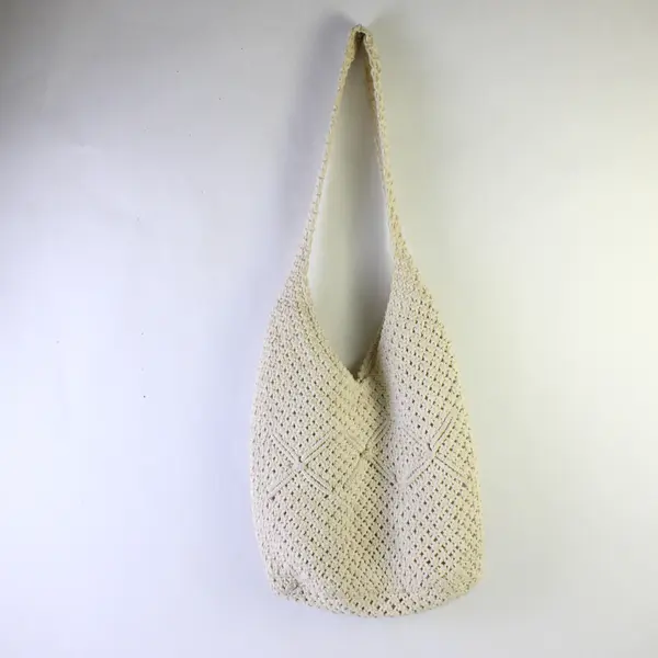 Women's Cream Crochet Shoulder Bag Lightweight Unbranded
