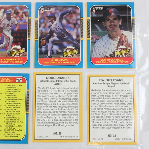 Lot of 52 Donruss Highlights Baseball Trading 1987 Season