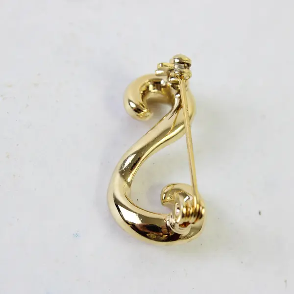 Gold-Tone Initial S Brooch Colorless Rhinestones