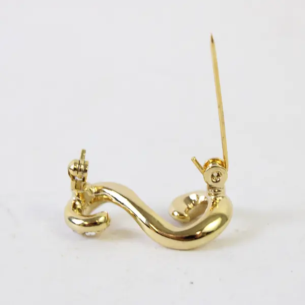 Gold-Tone Initial S Brooch Colorless Rhinestones