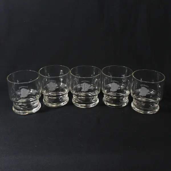 Set of 5 Etched  University Of Oregon Logo Old Fashioned Glasses