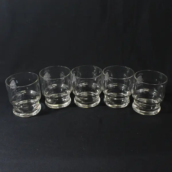 Set of 5 Etched  University Of Oregon Logo Old Fashioned Glasses