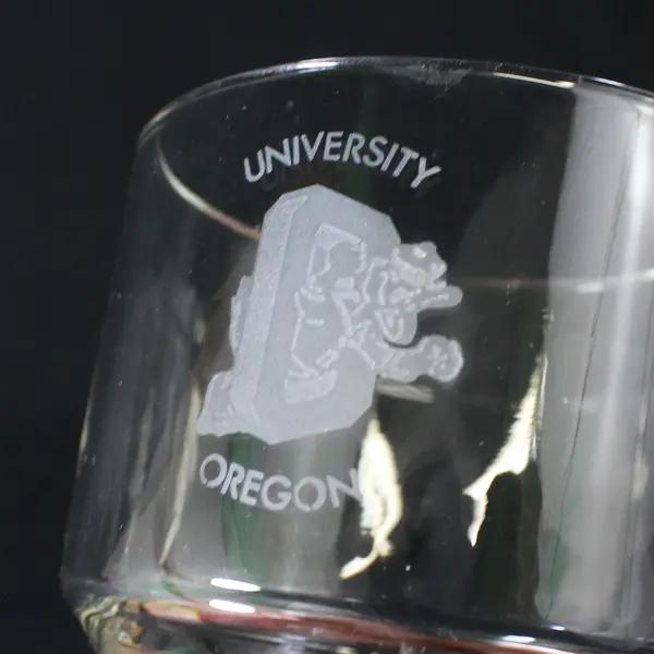 Set of 5 Etched  University Of Oregon Logo Old Fashioned Glasses