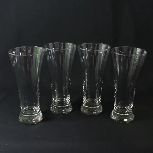 Set of 4 Libbey Glass Pilsner Beer Glasses 8"