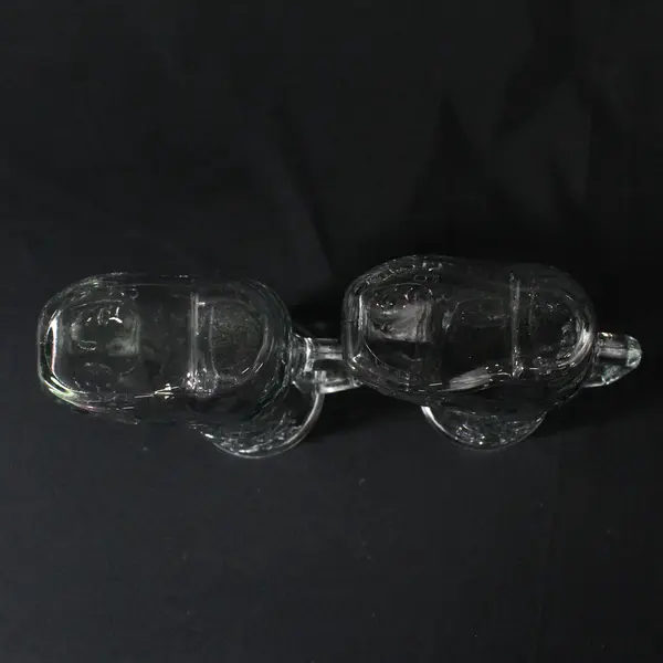 Lot of 2 Clear Glass Cowboy Boot Mug Glasses with Handles 6 in